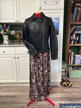 heavier vegan leather biker style jacket